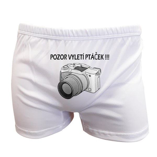 Trenýrky s potiskem Pozor vyletí ptáček